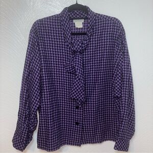 Givenchy En Plus Vintage Made in Germany Purple Houndstooth Women's Top Size 40